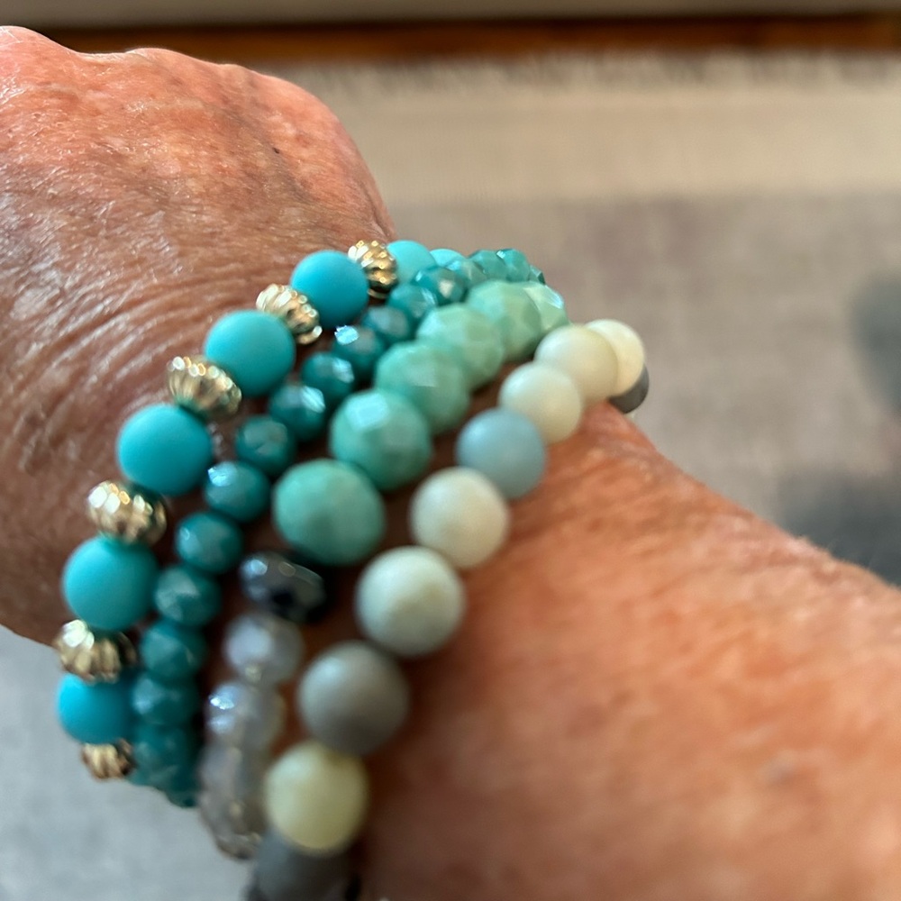 Turquoise Stackable Beaded Bracelets (Four) - image 1